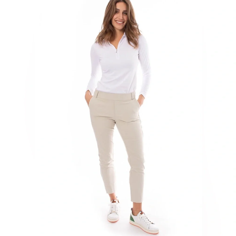 Classic Women's Beige Ankle Pants - Picture 1 of 14